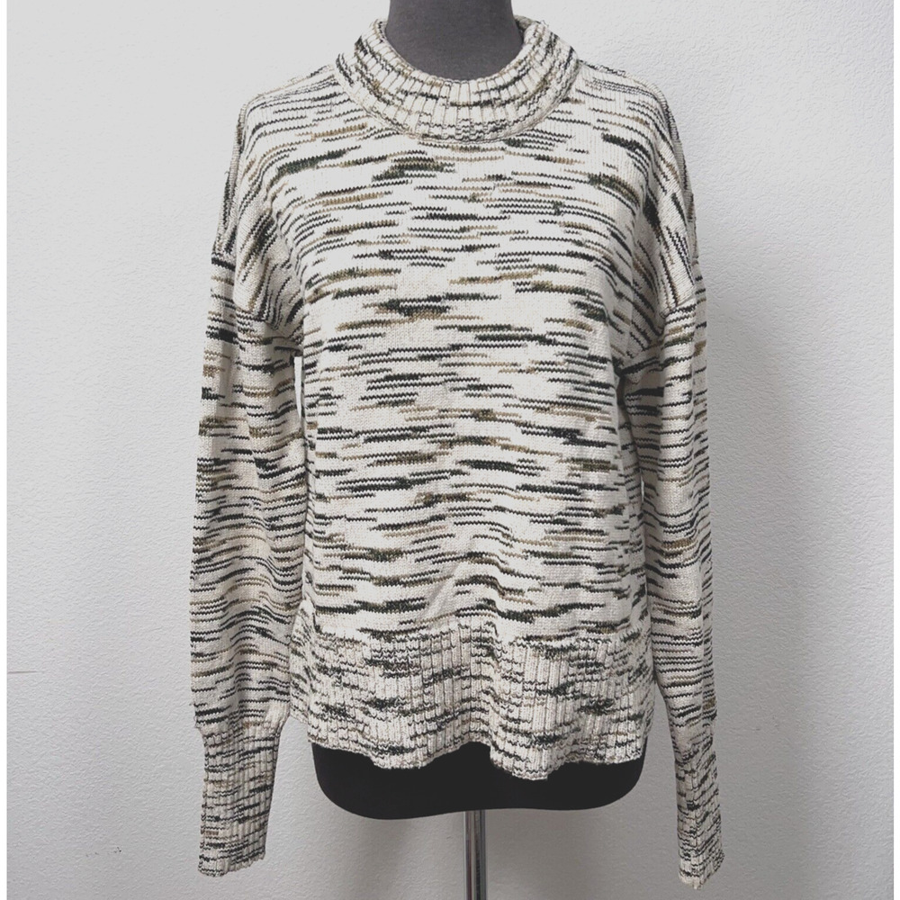 Veronica Beard Jeans Gerona Sweater Women Medium Beige Cotton Knit Crew Neck
